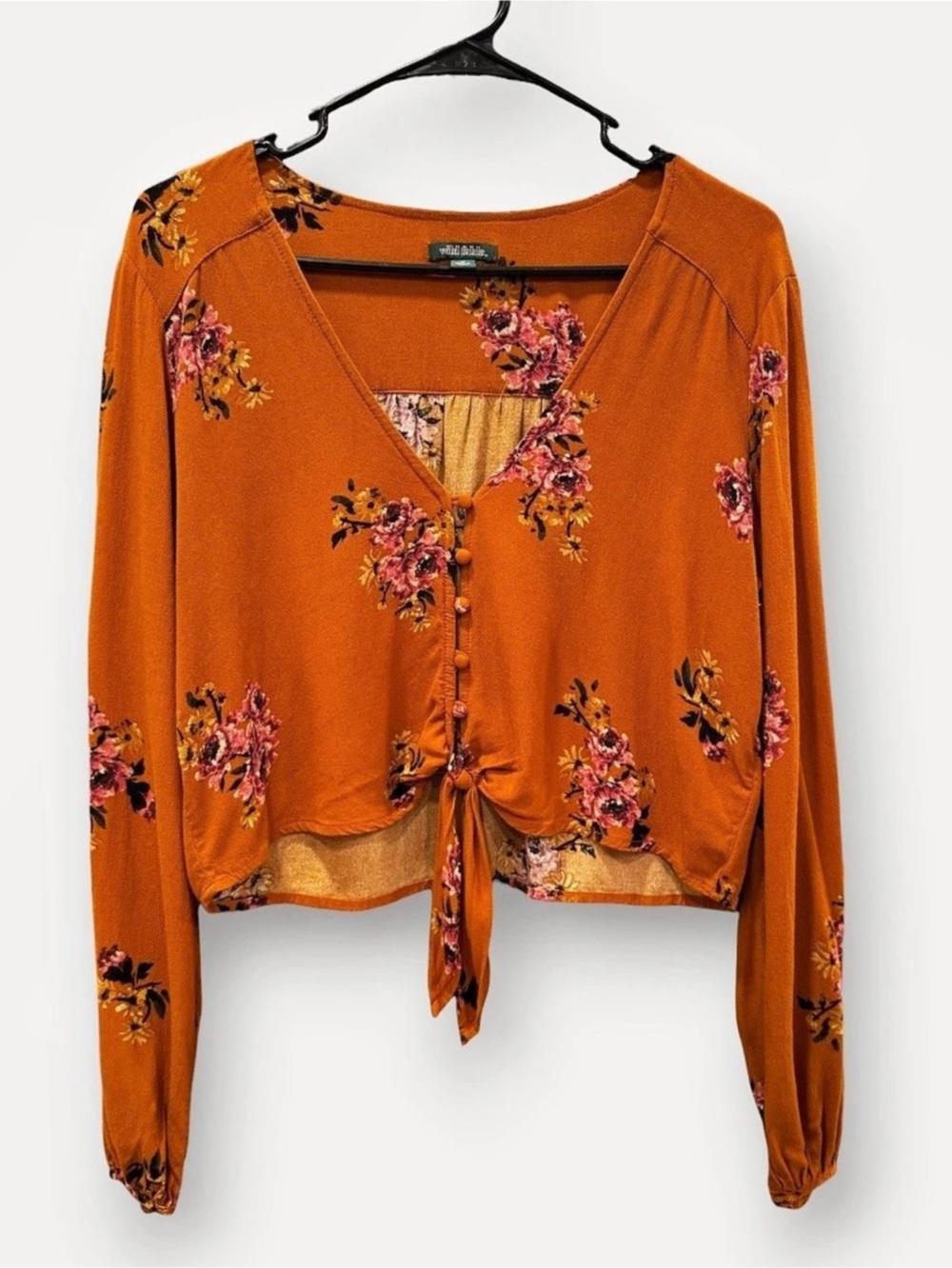 Wild fable Floral Tie-Front Blouse in Orange